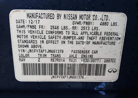 2018 Infiniti Q50 3.0T Red Sport 400 z USA, uszkodzony, nr VIN JN1FV7AP1JM461379